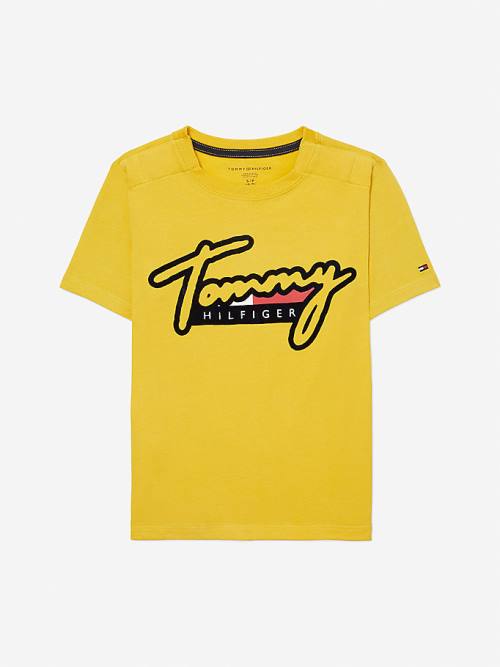 Tommy Hilfiger Adaptive Pure Cotton Logo Fantje Majice Rumena | TH546ADI