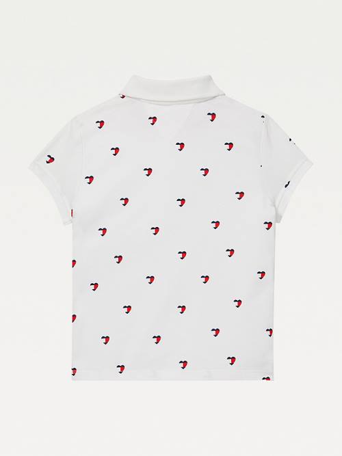 Tommy Hilfiger Adaptive Seated Fit Heart Print Polo Dekleta Majice Bela | TH947YXM