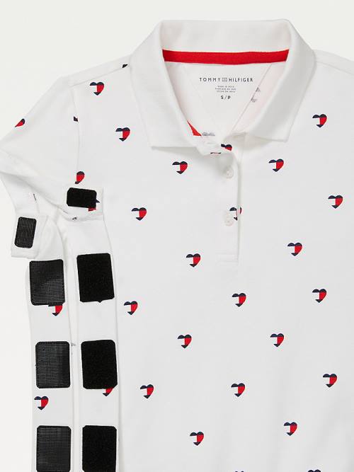 Tommy Hilfiger Adaptive Seated Fit Heart Print Polo Dekleta Majice Bela | TH947YXM