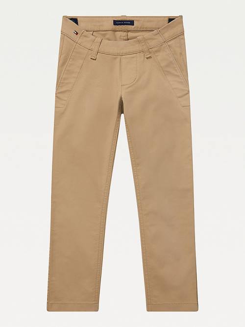 Tommy Hilfiger Adaptive Seated Fit Stretch Chinos Fantje Hlače Kaki | TH143JHN