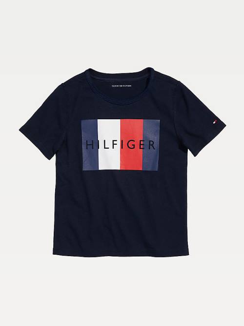 Tommy Hilfiger Adaptive Sensory Flag Logo Fantje Majice Modra | TH625DFO