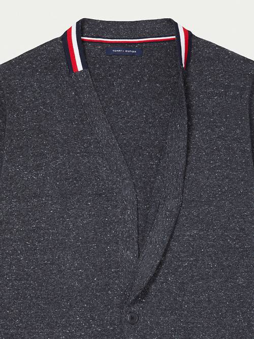 Tommy Hilfiger Adaptive Signature Collar Cardigan Moški Puloverji Črna | TH526AKI