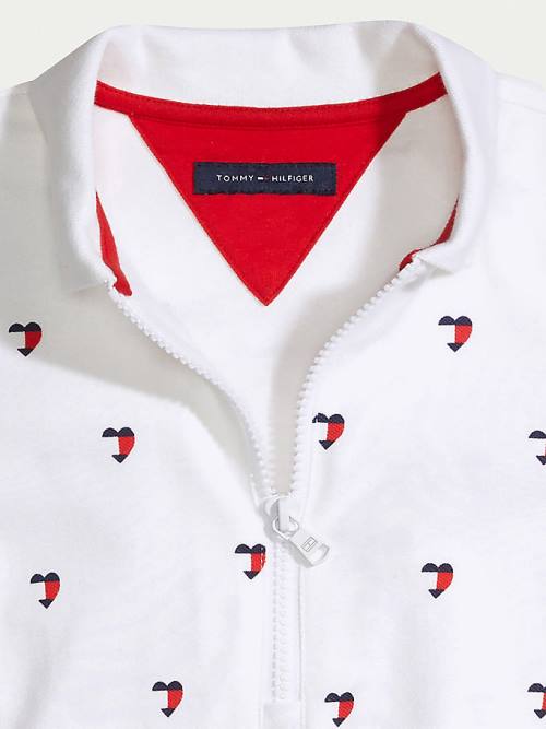 Tommy Hilfiger Adaptive Signature Heart Print Polo Dekleta Obleke Bela | TH374ABJ