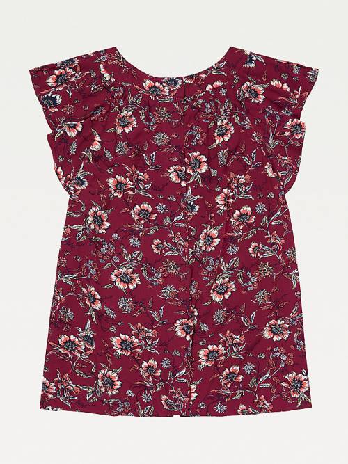 Tommy Hilfiger Adaptive Viscose Floral Print Top Ženske Majice Rdeča | TH389CJT