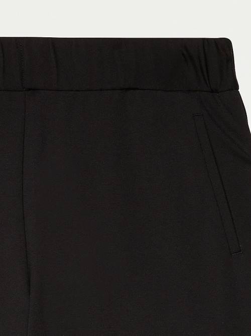 Tommy Hilfiger Adaptive Wide Leg Cropped Trousers Ženske Kavbojke Črna | TH364SJP