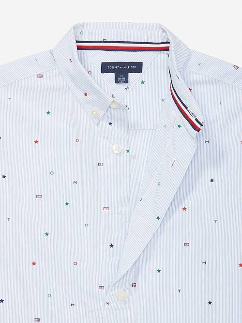 Tommy Hilfiger Adaptive Woven All-Over Flag Fantje Srajce Modra | TH436WHG