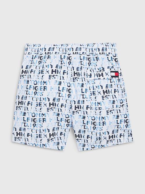 Tommy Hilfiger All-Over Logo Mid Length Shorts Fantje Kopalke Bela | TH850PRA