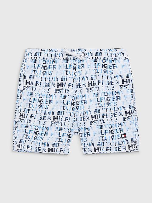 Tommy Hilfiger All-Over Logo Mid Length Shorts Fantje Kopalke Bela | TH850PRA