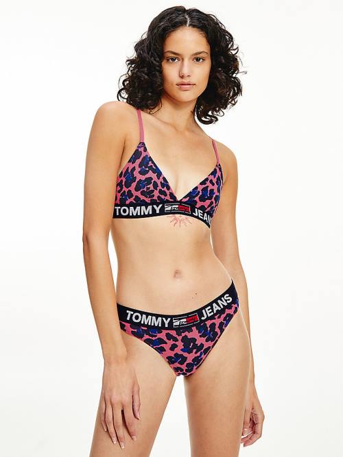 Tommy Hilfiger All-Over Logo Print Thong Ženske Spodnje Perilo Roza | TH209FOB