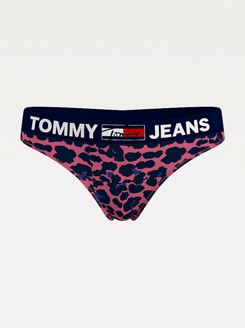 Tommy Hilfiger All-Over Logo Print Thong Ženske Spodnje Perilo Roza | TH209FOB