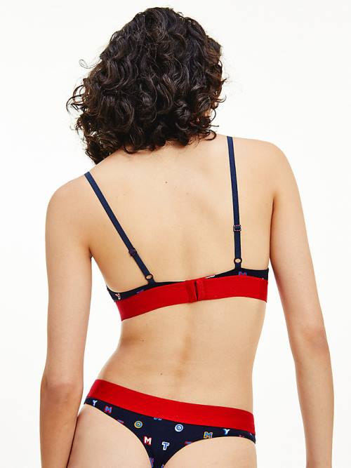 Tommy Hilfiger All-Over Logo Print Triangle Bra Ženske Spodnje Perilo Modra | TH607CVL