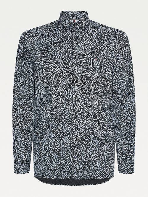 Tommy Hilfiger Animal Print Slim Fit Moški Srajce Črna | TH542NUO