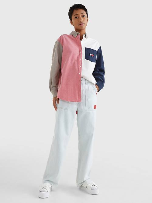 Tommy Hilfiger Archive Colour-Blocked Overshirt Ženske Srajce Modra | TH462UDW