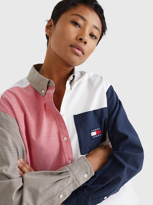 Tommy Hilfiger Archive Colour-Blocked Overshirt Ženske Srajce Modra | TH462UDW