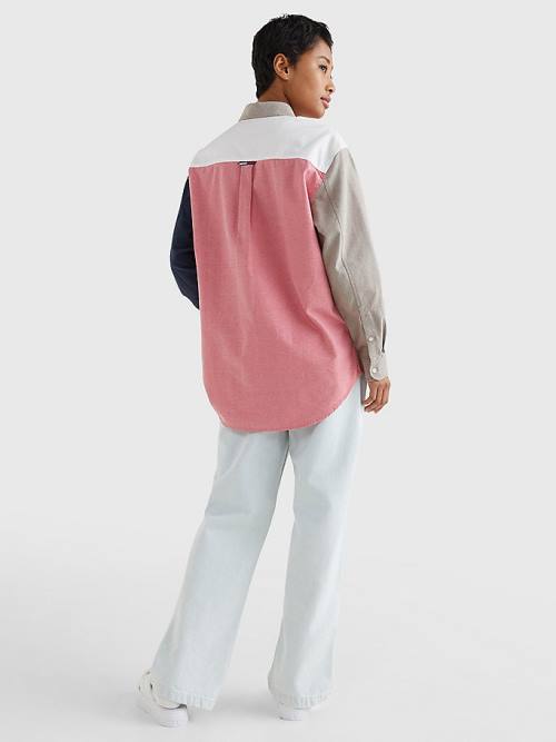 Tommy Hilfiger Archive Colour-Blocked Overshirt Ženske Srajce Modra | TH462UDW