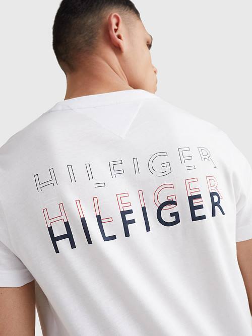 Tommy Hilfiger Back Logo Moški Majice Bela | TH839CJO