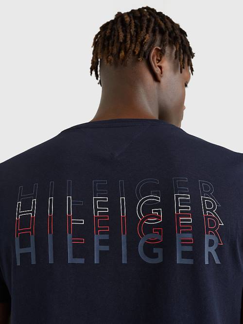 Tommy Hilfiger Back Logo Moški Majice Modra | TH516DFG