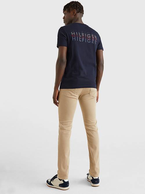 Tommy Hilfiger Back Logo Moški Majice Modra | TH516DFG