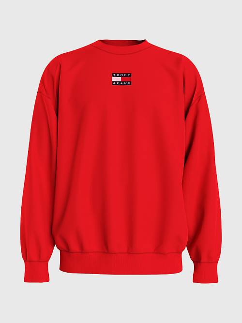 Tommy Hilfiger Badge Crew Neck Moški Pulover Rdeča | TH270TVI