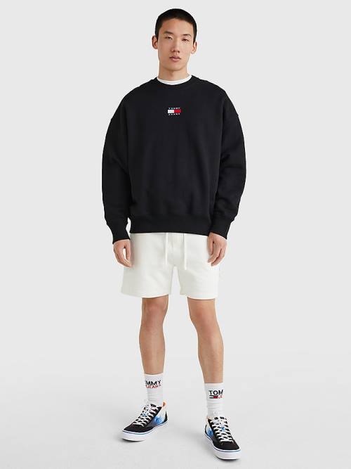 Tommy Hilfiger Badge Crew Neck Moški Pulover Črna | TH571ZIA