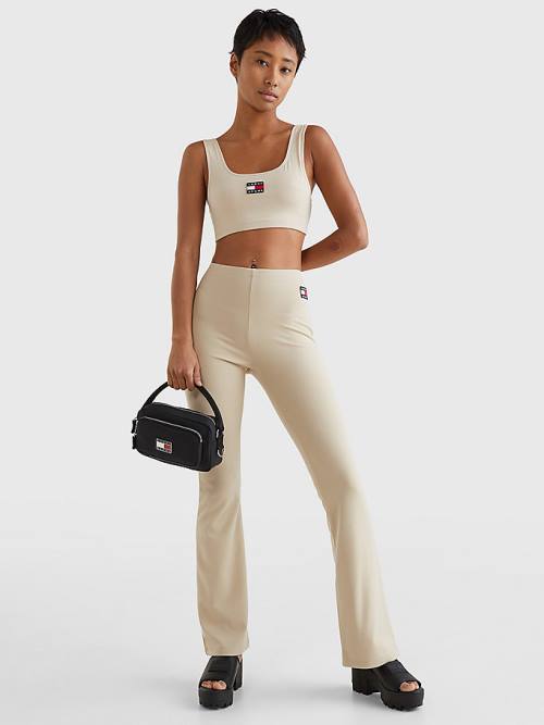 Tommy Hilfiger Badge Cropped Fit Tank Top Ženske Majice Bež | TH817OLK