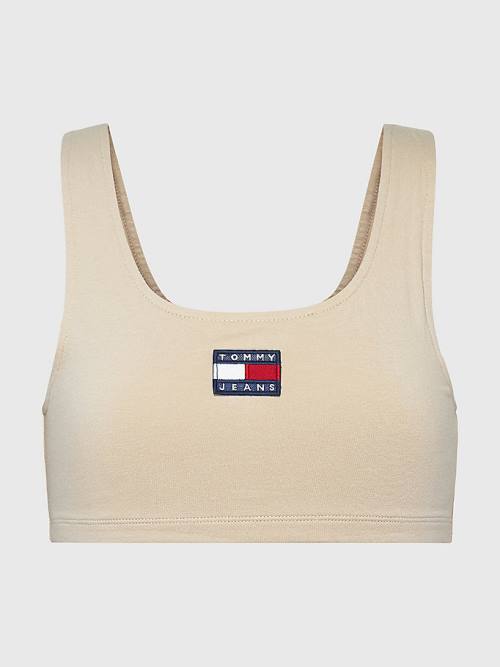 Tommy Hilfiger Badge Cropped Fit Tank Top Ženske Majice Bež | TH817OLK