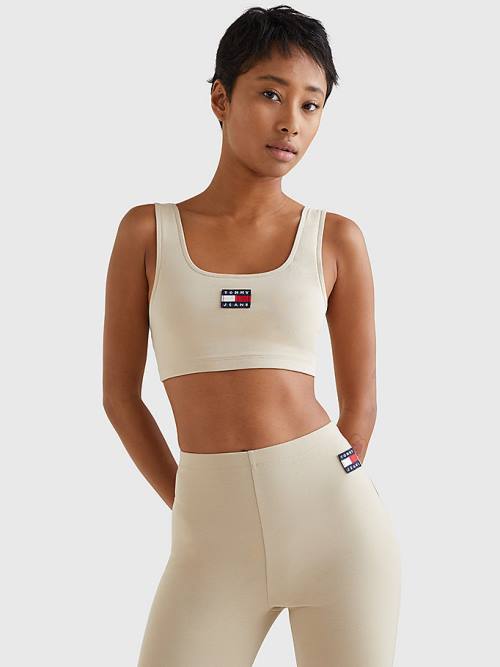 Tommy Hilfiger Badge Cropped Fit Tank Top Ženske Majice Bež | TH817OLK