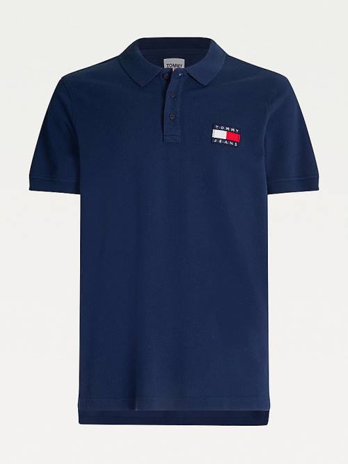 Tommy Hilfiger Badge Lightweight Regular Fit Moški Polo Majica Modra | TH270GUE