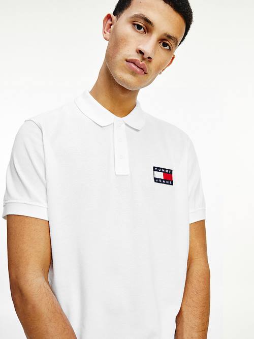 Tommy Hilfiger Badge Lightweight Regular Fit Moški Polo Majica Bela | TH459LFC