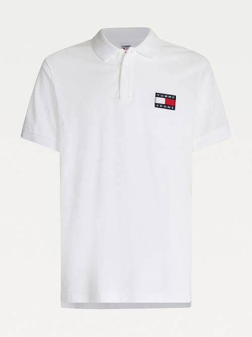 Tommy Hilfiger Badge Lightweight Regular Fit Moški Polo Majica Bela | TH459LFC