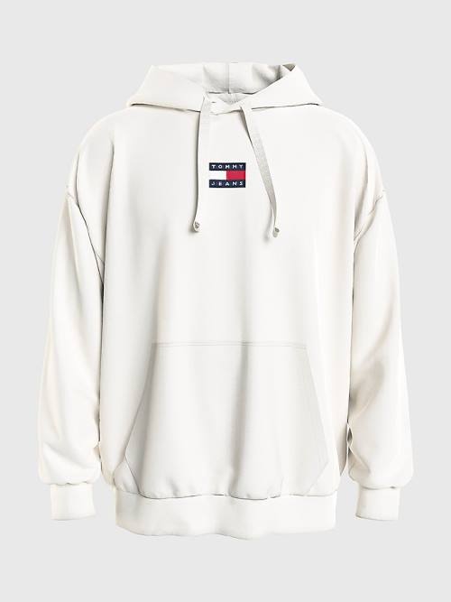 Tommy Hilfiger Badge Organic Cotton Moški Pulover s kapuco Bela | TH234ITB