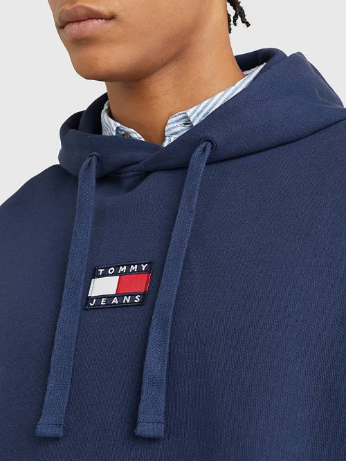 Tommy Hilfiger Badge Organic Cotton Moški Pulover s kapuco Modra | TH267ULG