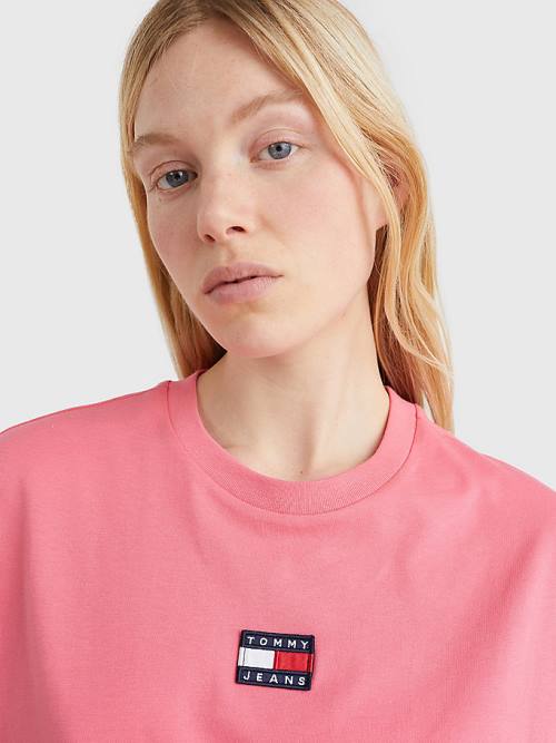 Tommy Hilfiger Badge Oversized Fit Ženske Majice Roza | TH019AYX