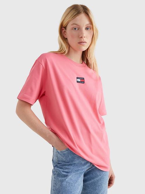 Tommy Hilfiger Badge Oversized Fit Ženske Majice Roza | TH019AYX