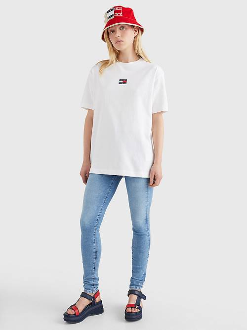 Tommy Hilfiger Badge Oversized Fit Ženske Majice Bela | TH045RFL