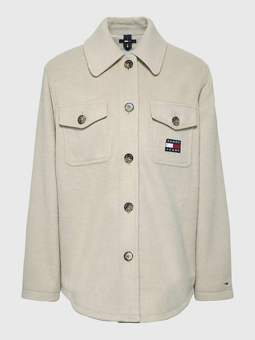 Tommy Hilfiger Badge Pocket Shacket Ženske Jakne Bež | TH502OHP