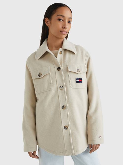 Tommy Hilfiger Badge Pocket Shacket Ženske Jakne Bež | TH502OHP