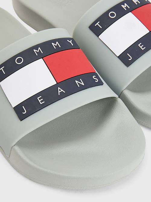 Tommy Hilfiger Badge Pool Slides Moški Sandali Siva | TH643SKF