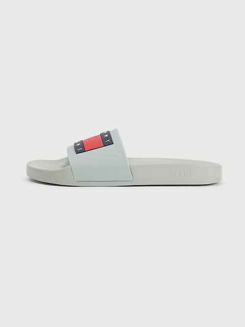 Tommy Hilfiger Badge Pool Slides Moški Sandali Siva | TH643SKF