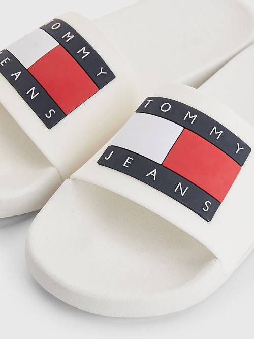 Tommy Hilfiger Badge Slides Ženske Sandali Bela | TH805YMC