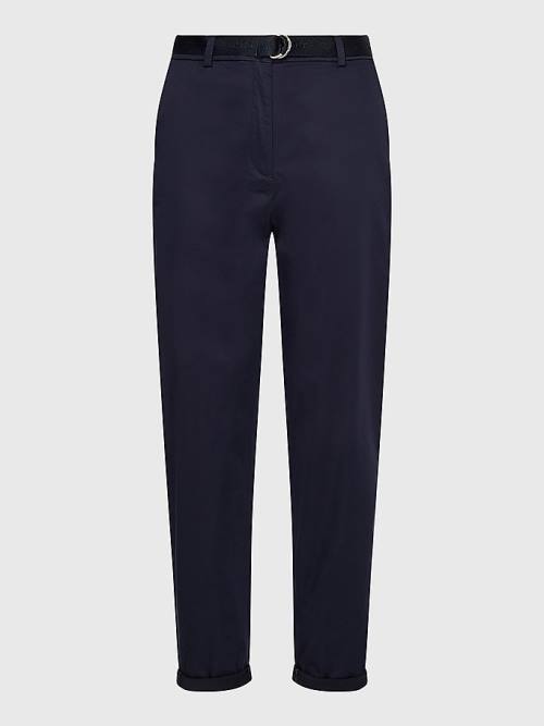 Tommy Hilfiger Belted Waist Tapered Leg Chinos Ženske Hlače Modra | TH490LHE