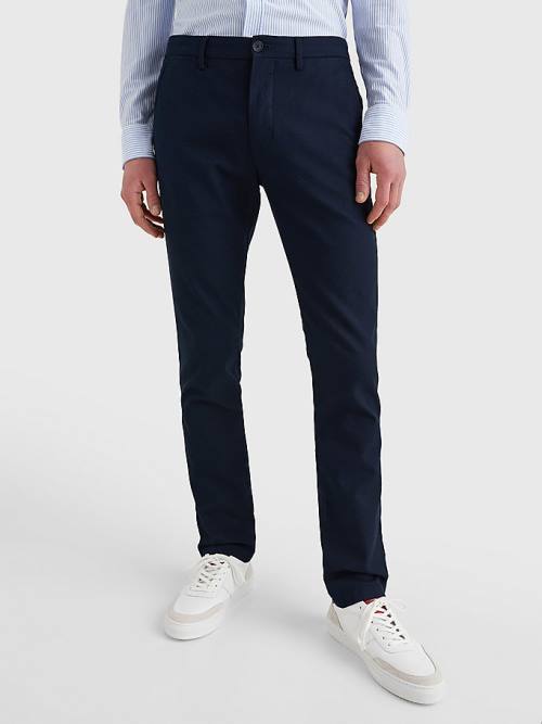 Tommy Hilfiger Bleecker Basket Weave Slim Fit Chinos Moški Hlače Modra | TH794CGN