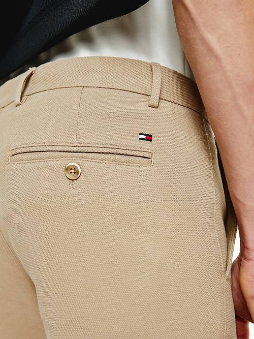 Tommy Hilfiger Bleecker Pressed Slim Fit Moški Hlače Bež | TH685ZDC