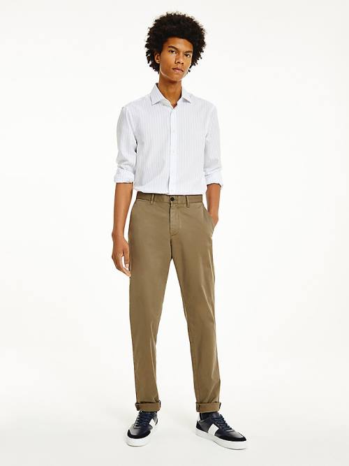 Tommy Hilfiger Bleecker Satin Slim Fit Chinos Moški Hlače Rjav | TH384DKN