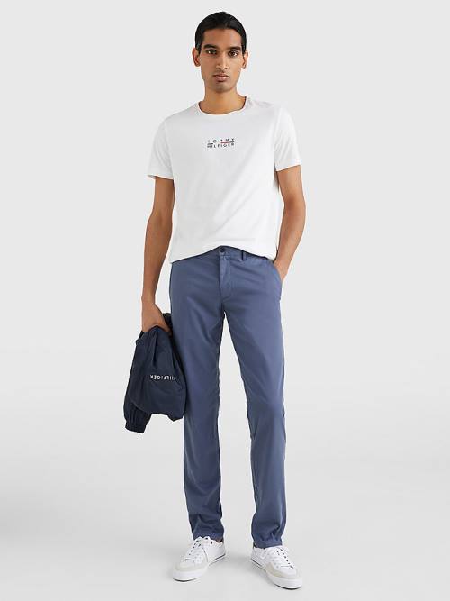 Tommy Hilfiger Bleecker Satin Slim Fit Chinos Moški Hlače Modra | TH875AZO