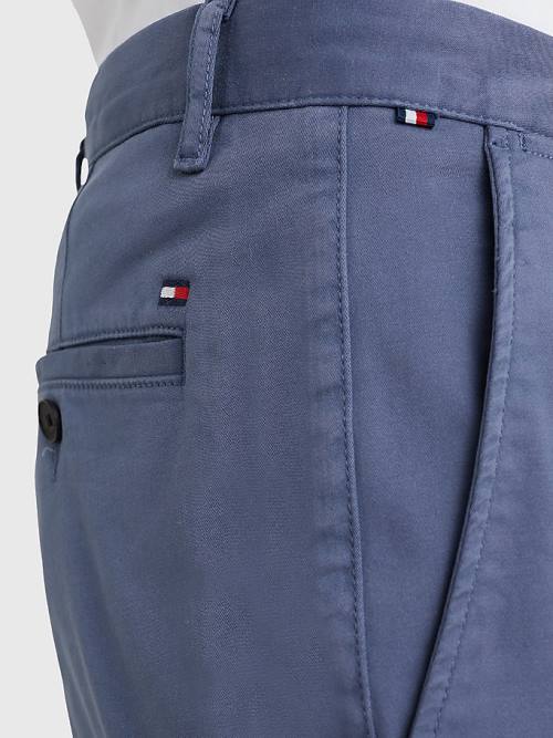 Tommy Hilfiger Bleecker Satin Slim Fit Chinos Moški Hlače Modra | TH875AZO