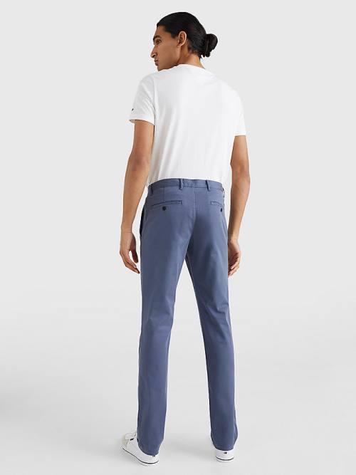 Tommy Hilfiger Bleecker Satin Slim Fit Chinos Moški Hlače Modra | TH875AZO