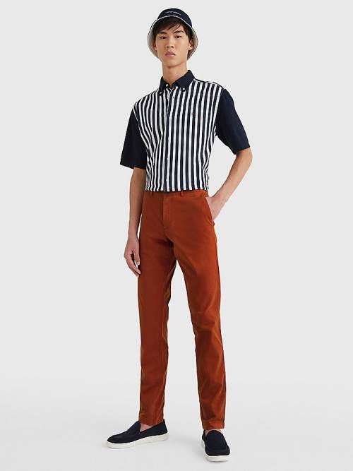 Tommy Hilfiger Bleecker Satin Slim Fit Chinos Moški Hlače Rdeča | TH902SME