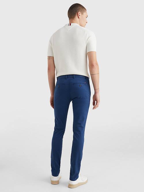 Tommy Hilfiger Bleecker Satin Slim Fit Chinos Moški Hlače Modra | TH912RZC