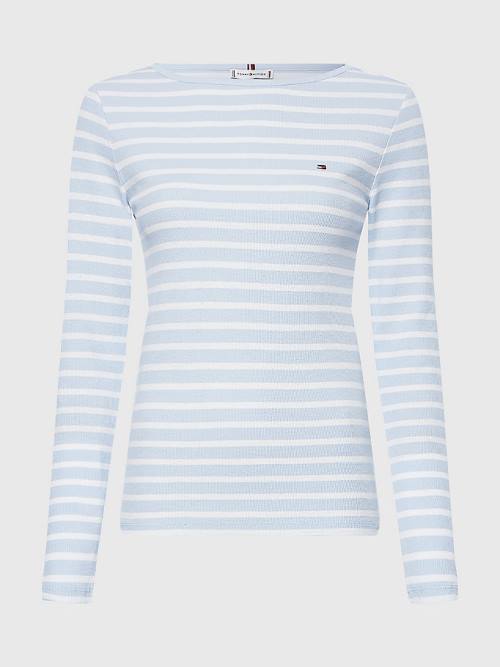 Tommy Hilfiger Boat Neck Long Sleeve Skinny Ženske Majice Modra | TH486NJK